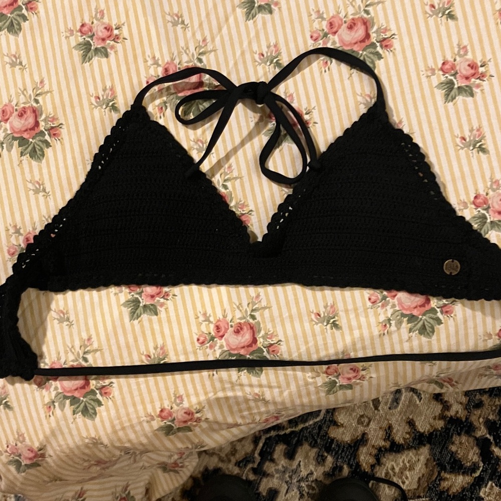 Billabong Black Crochet Bikini Top